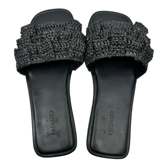 Farm Rio Ruffle Black Crochet Casual Slide Sandals NEW Not in Box - Picture 1 of 7